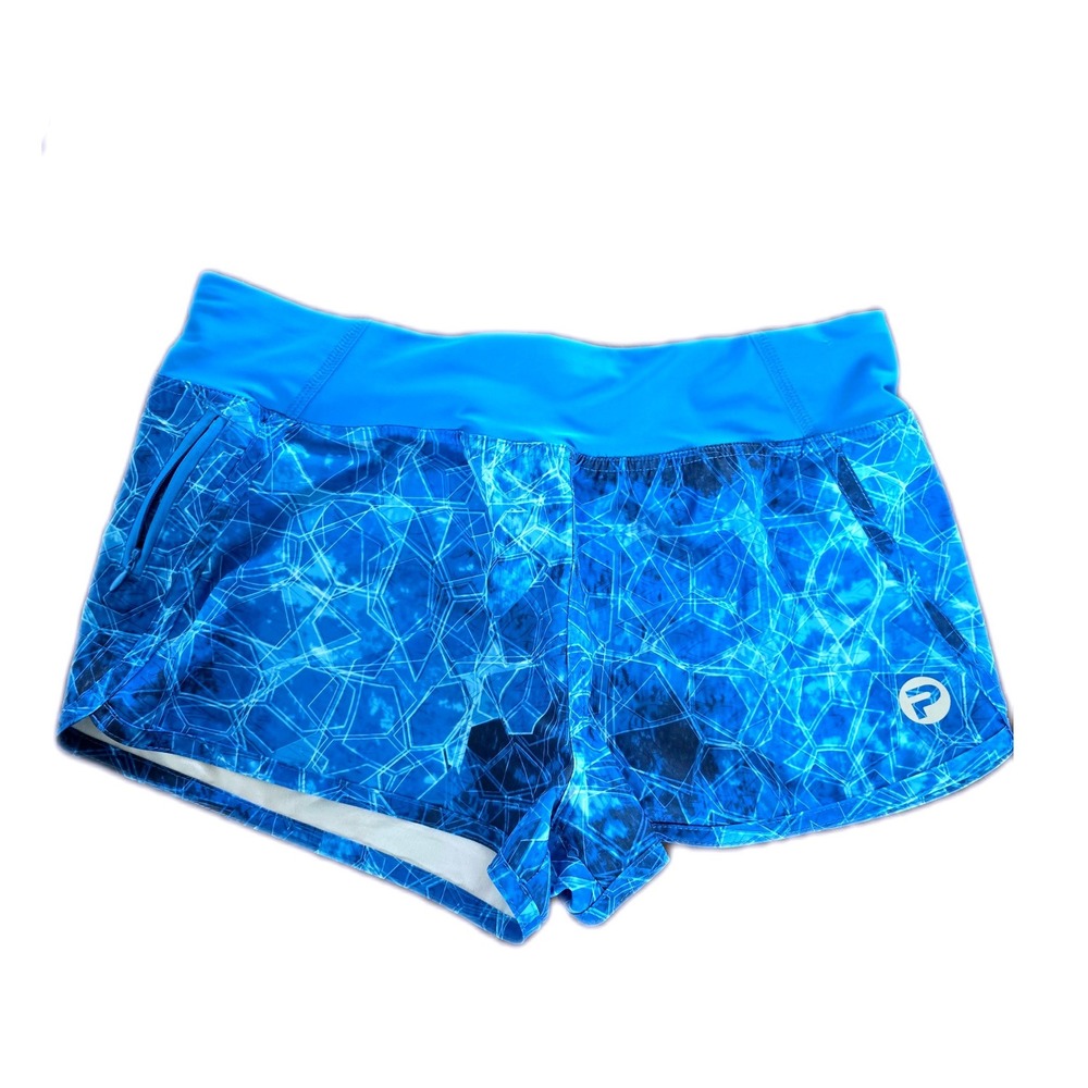 Pelagic Oceanflex Women Blue Geometric Water Print Active Fishing Shorts Size M